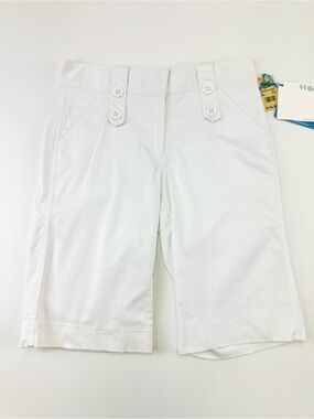 Lija White Golf Shorts Size 4 Stretch Cotton Tailored Summer Sport Chic NEW